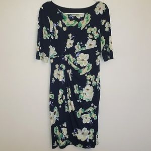 Floral faux wrap dress from Connected Apparel size 8. Jersey material no zipper.
